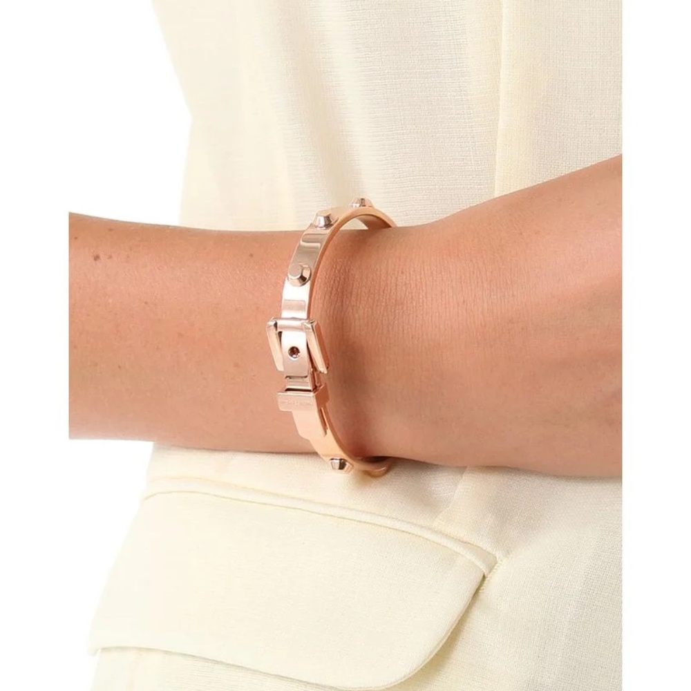 Michael Kors Women’s Gold Tone Astor Belt Motif Hinged Bangle Bracelet